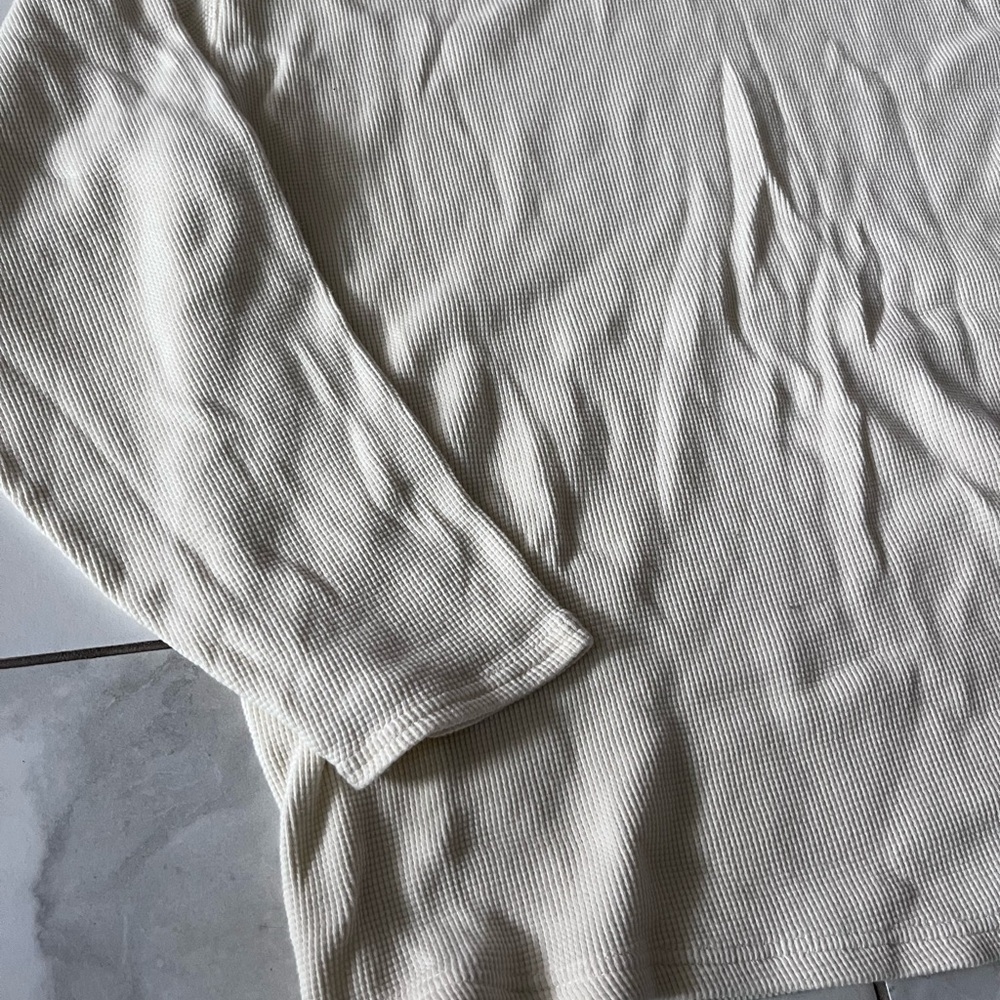 SOLD OUT SOLD Fear of God Essentials Cream Long Sleeve Henley Thermal Shirt - Picture 3 of 6